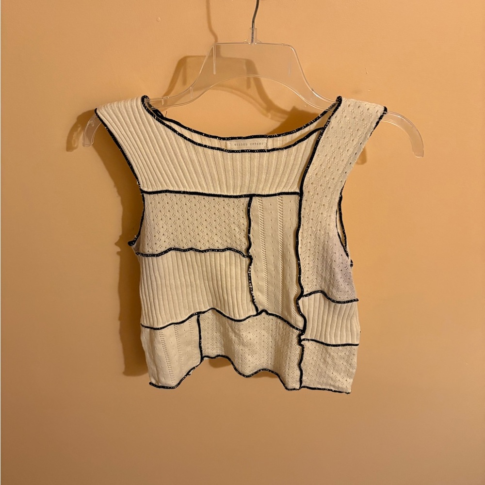 Gilded Intent Patchwork Black & White Tank Top - image 2